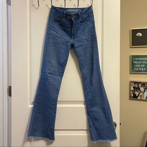 American Eagle Raw Hem High Rise Flare Jeans